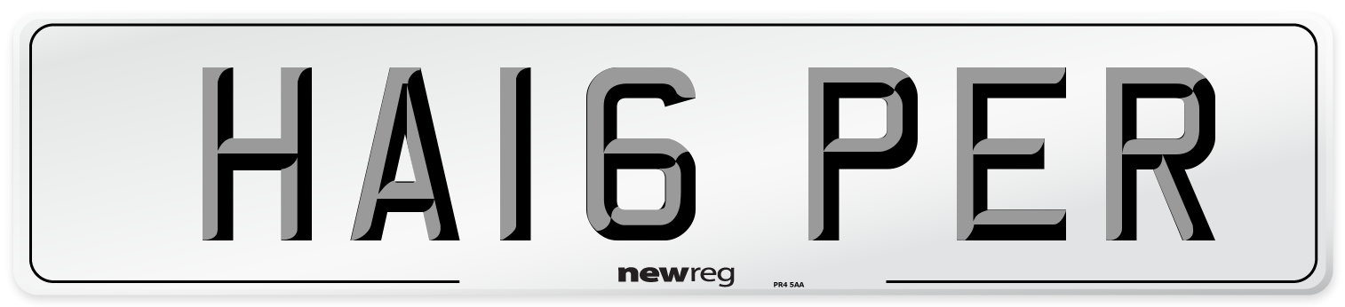 HA16 PER Number Plate from New Reg